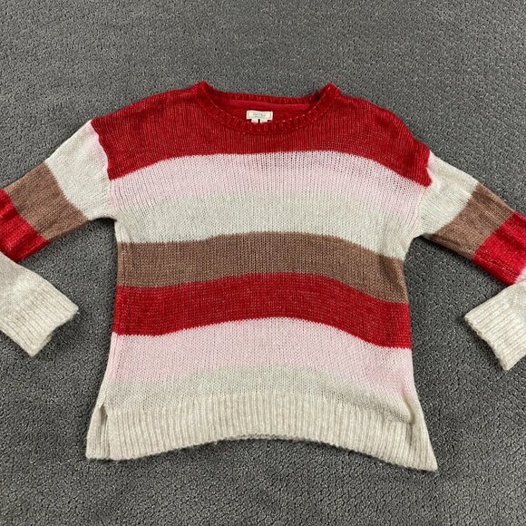 Fat Face Alpaca Wool Blend Sweater Women's Size 4 Stripe Red Pink Brown White - Picture 3 of 12